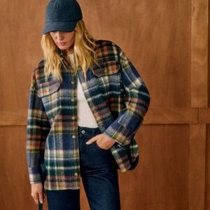 Sezane Armance Jacket Blue Green Rust Tiles - Size 6